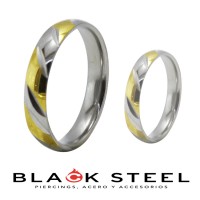 Anillo Bicolor anodizado diagonal