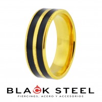 Anillo Anodizado Doble Linea Negra