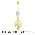 Colgante ombligo entramado dorado