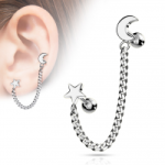 HELIX/LOBULO LUNA Y ESTRELLA CON CADENA