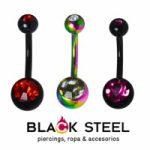 Ombligo doble zirconia Anodizado PVD Arcoiris