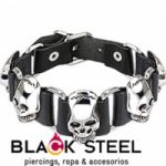 Pulsera cuero calaveras