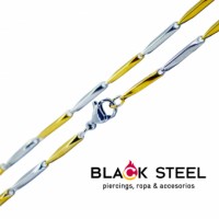 Cadena espiga bicolor dorado 2mm.