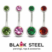 Ombligo acero 2 zirconias (5/8mm)