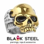 Anillo biker craneo dorado