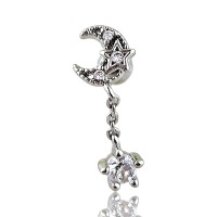 tragus luna estrella colgante acero