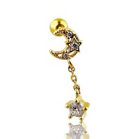 tragus luna estrella colgante dorado