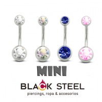 Ombligo acero 2 zirconias mini (4/6mm)