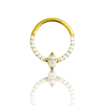 argolla titanio infinita rombo multipiedra dorada