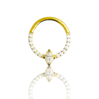 argolla titanio infinita rombo multipiedra dorada